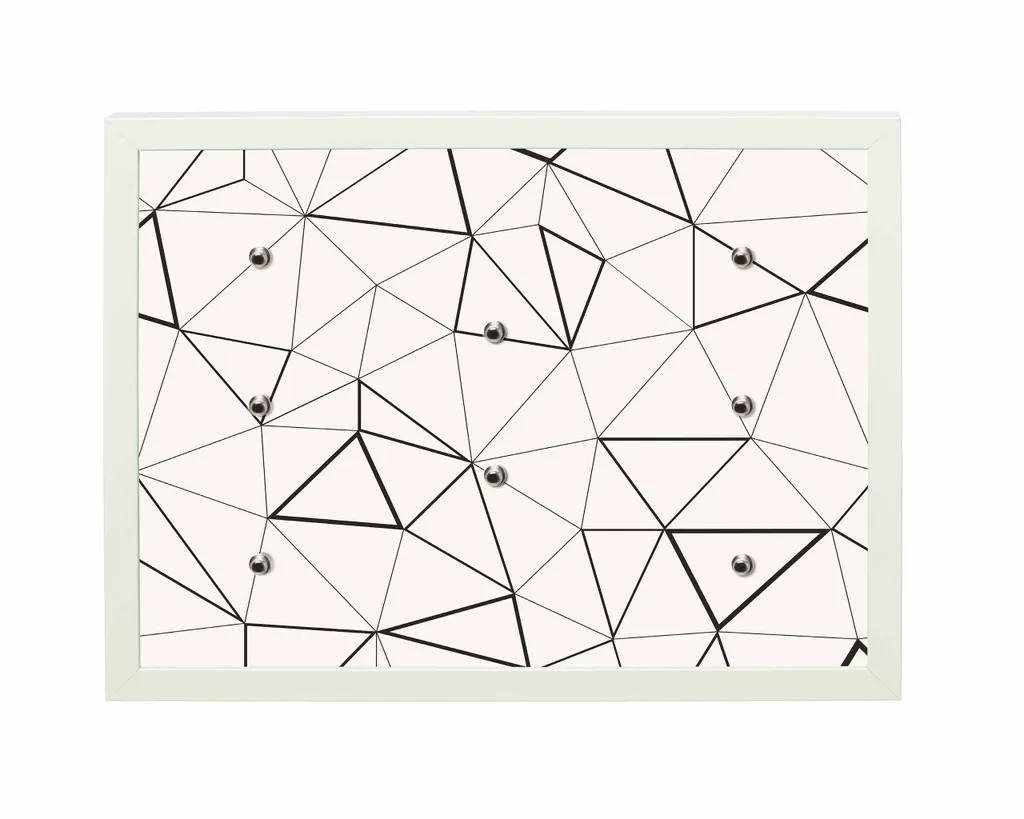 Universalboard "Fine Art White S40" Motiv 55 Grafische Muster / Magnettafel, Schlüsselboard, Wandbild  40x30cm Rahmen weiß